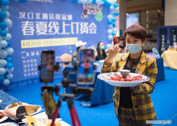 Merchants Promote Products via Live Broadcast in Wuhan, Hube